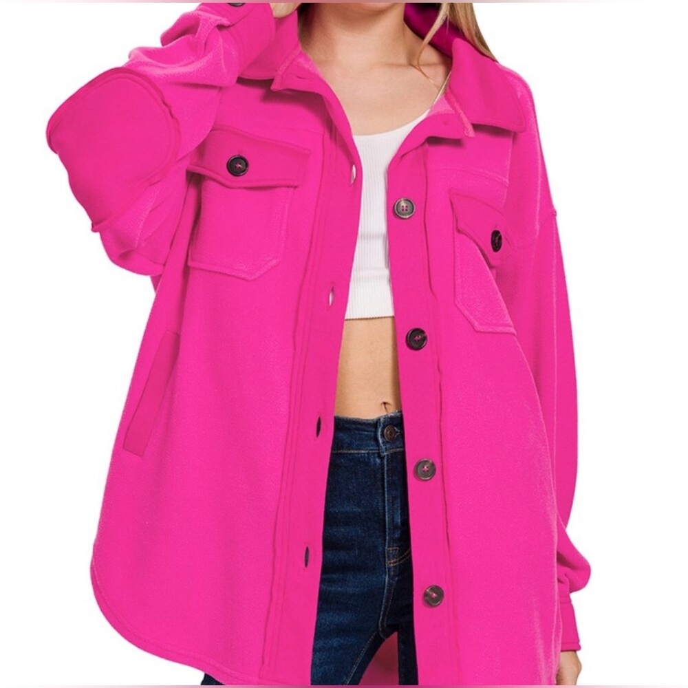 Zenana Outfitters Fuchsia Utility Jacket